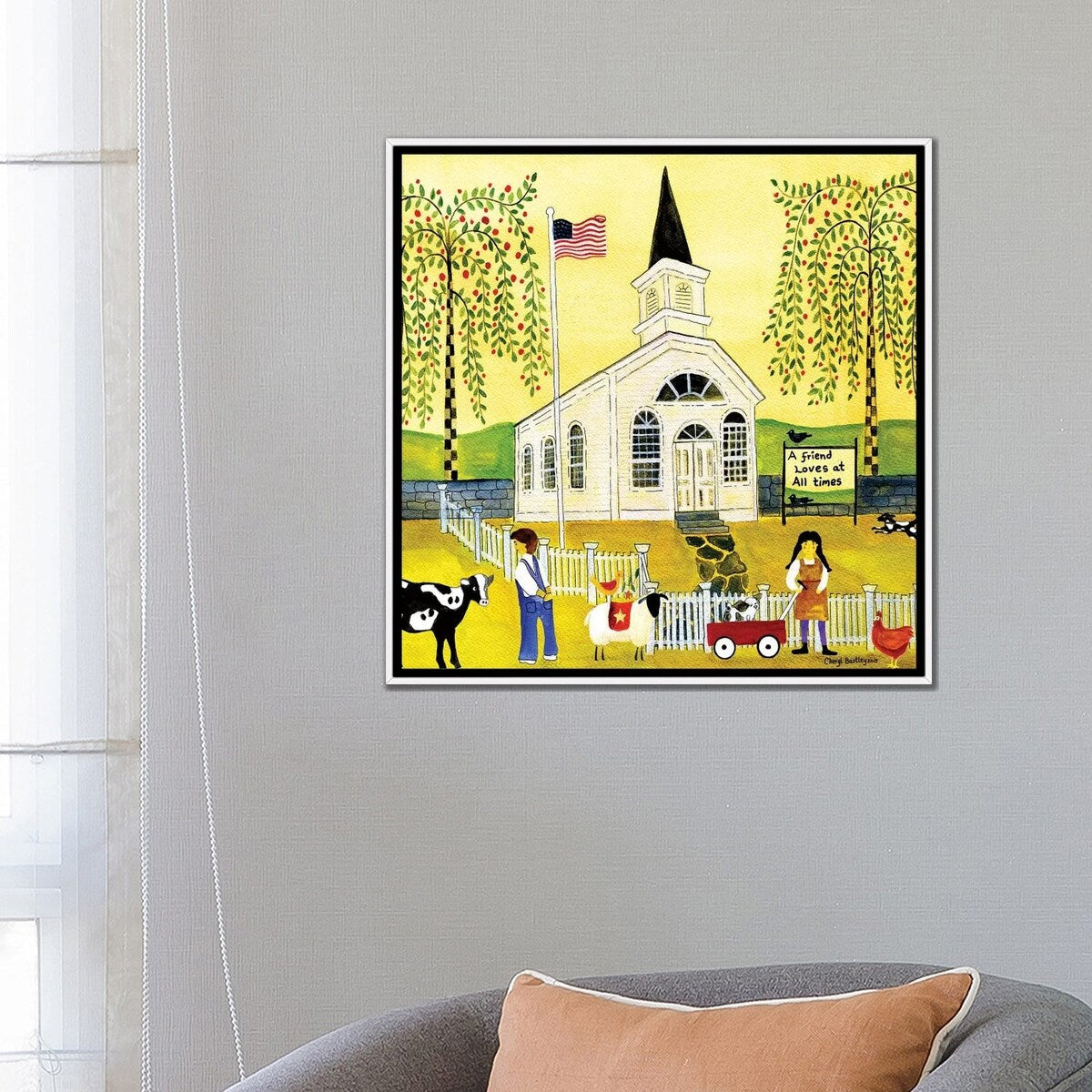 iCanvas "A Friend Loves At All Times Church" by Cheryl Bartley Framed Canvas Print