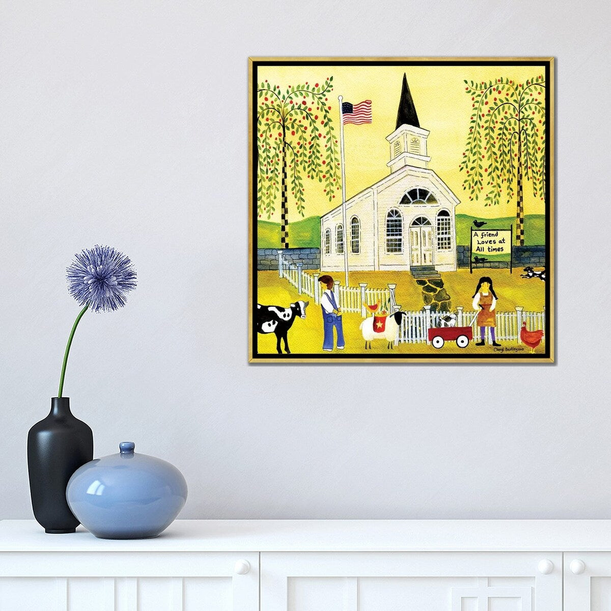 iCanvas "A Friend Loves At All Times Church" by Cheryl Bartley Framed Canvas Print
