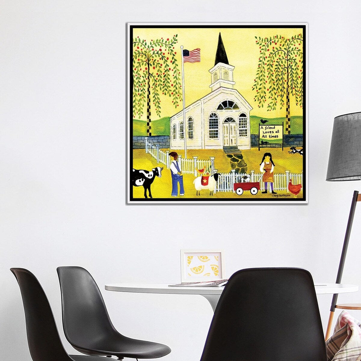 iCanvas "A Friend Loves At All Times Church" by Cheryl Bartley Framed Canvas Print