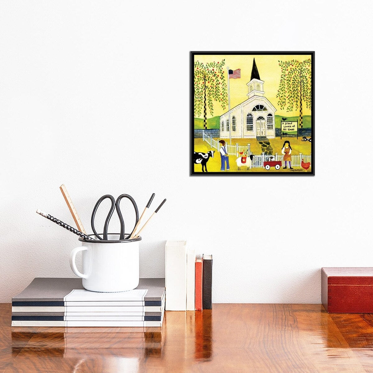 iCanvas "A Friend Loves At All Times Church" by Cheryl Bartley Framed Canvas Print