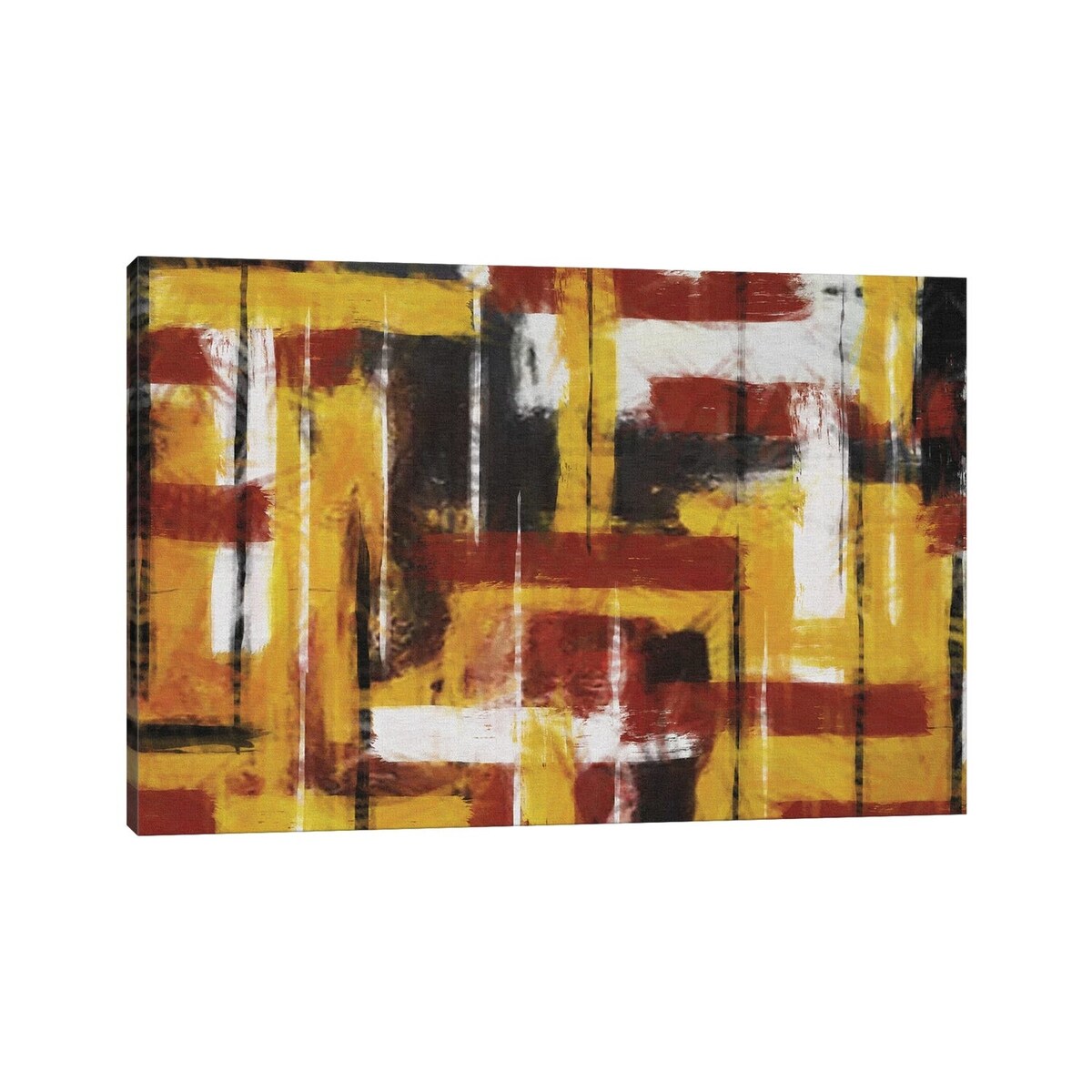 iCanvas "Abstraction With Stripes In Yellow" by Ievgeniia Bidiuk Canvas Print