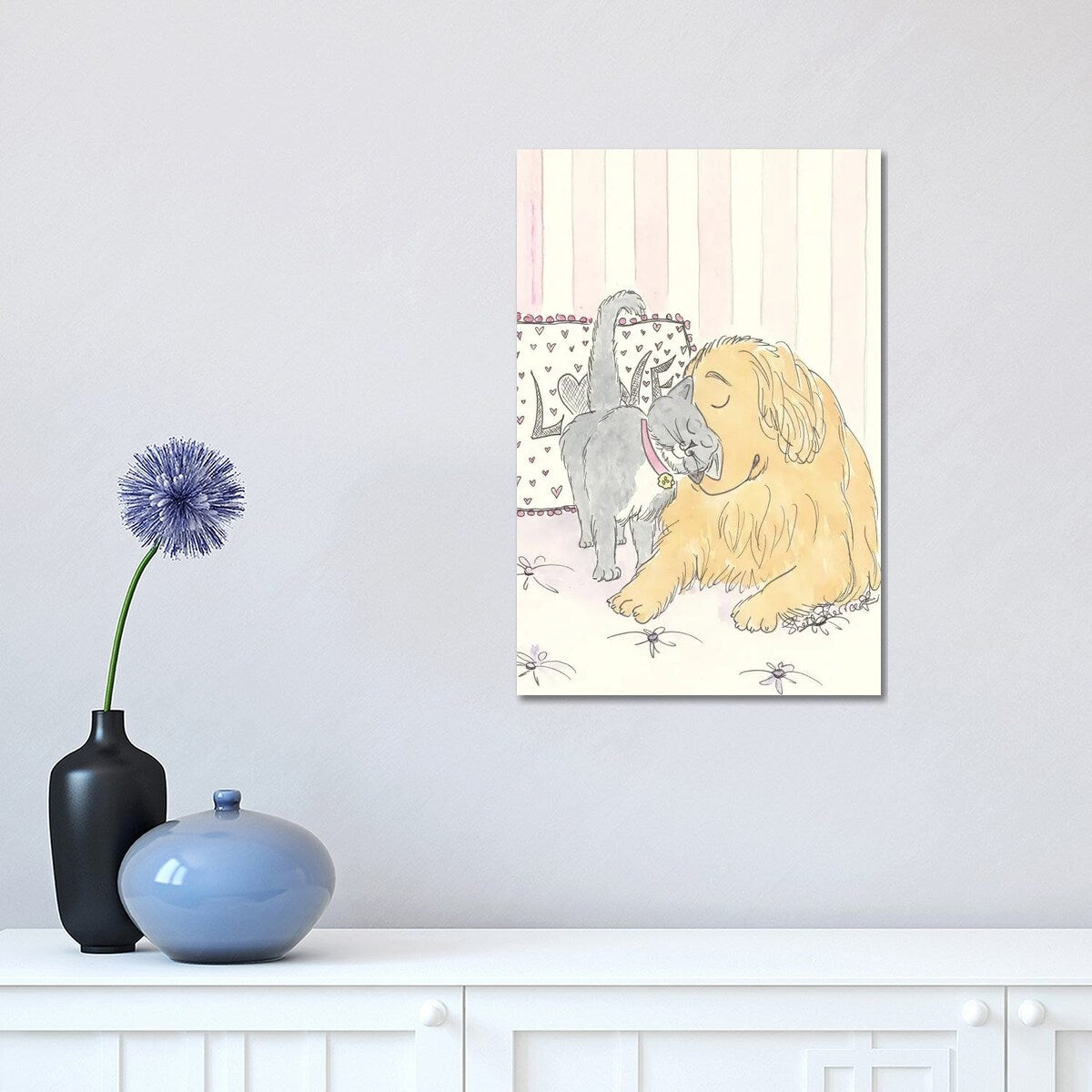 iCanvas "Adorable Dog And Cat Smoochies With Golden Retriever" by Shell Sherree Canvas Print
