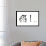 iCanvas "Alphabet Of Snacking Animals - Lemon Meringue Pie-Eating-Loris" by Jimbobart Framed
