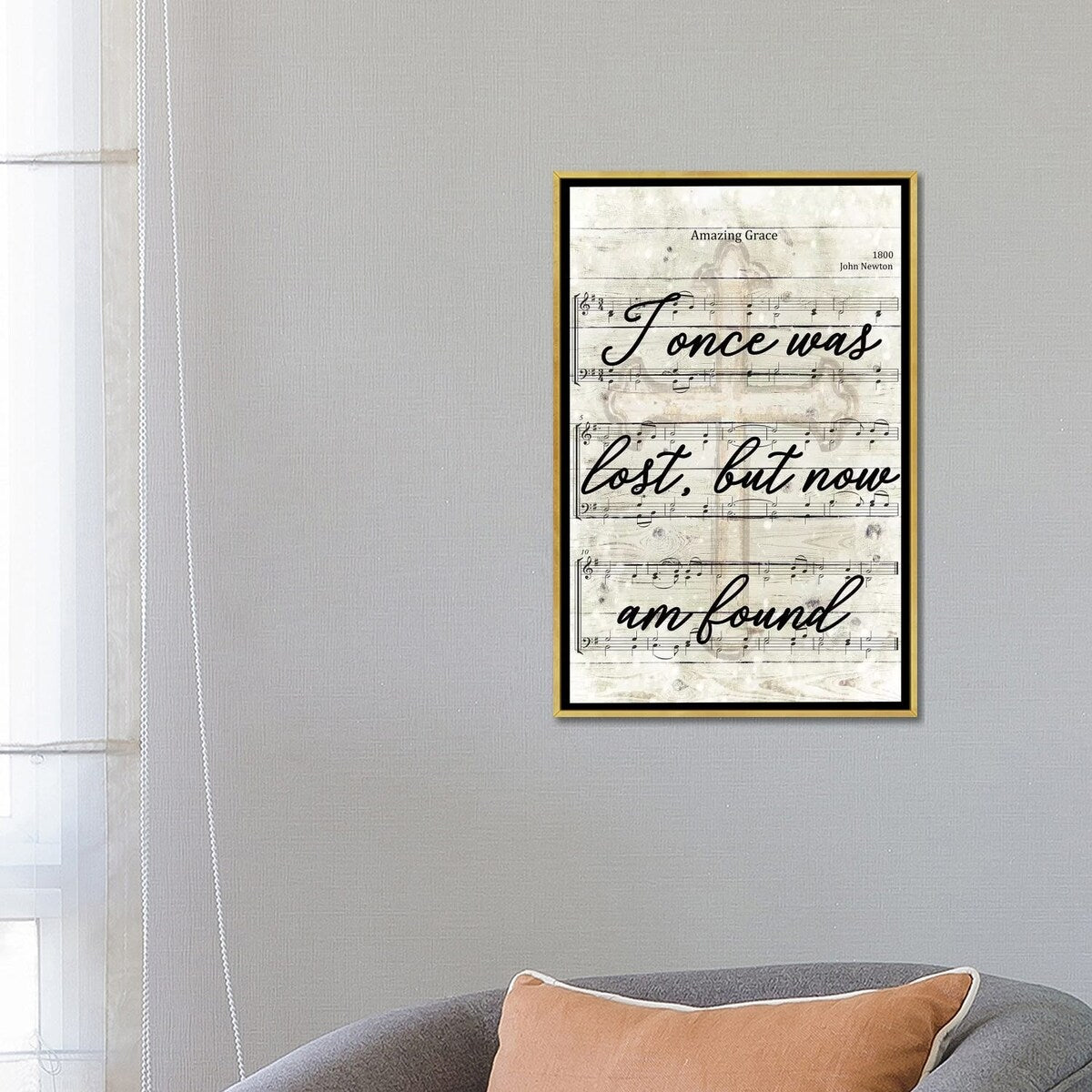 iCanvas "Amazing Grace Now I'm Found" by Front Porch Pickins Framed