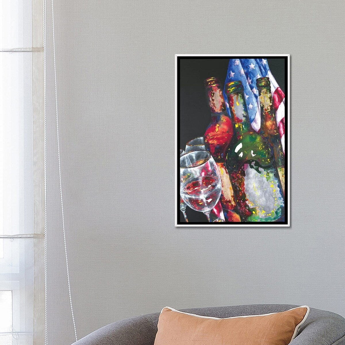 iCanvas "American Label" by Vaso Peritos Framed