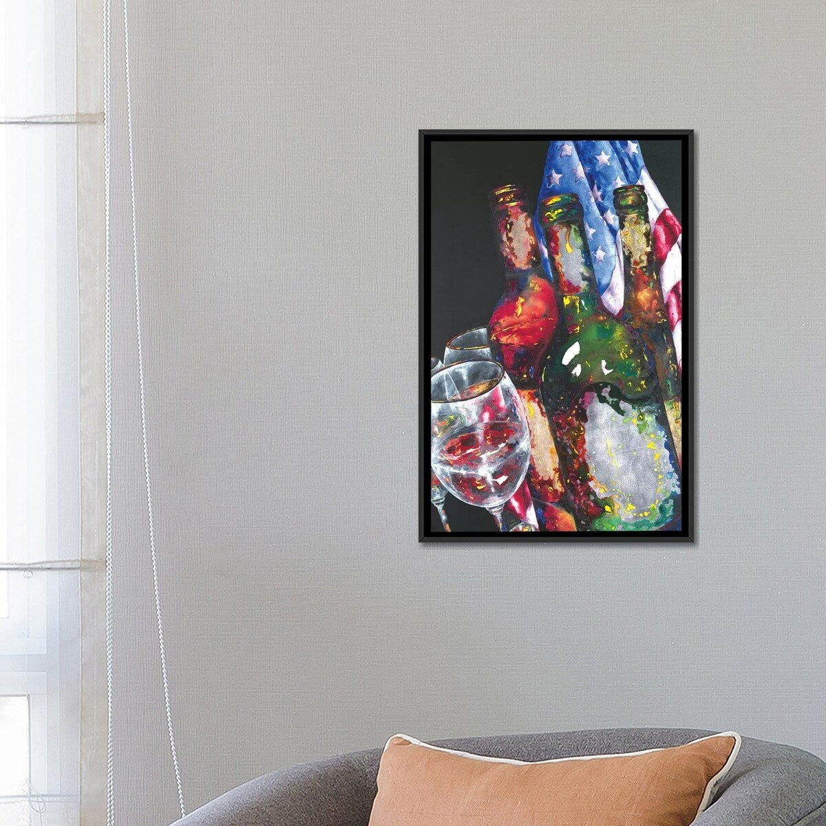 iCanvas "American Label" by Vaso Peritos Framed