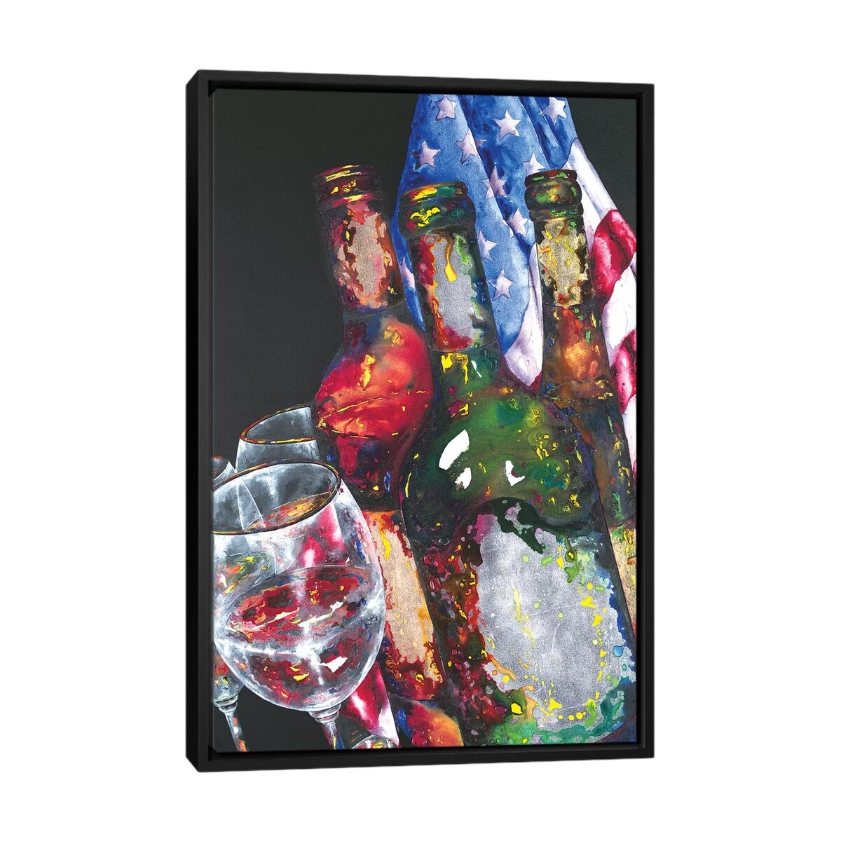iCanvas "American Label" by Vaso Peritos Framed