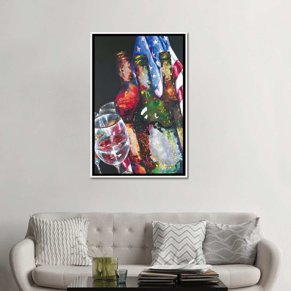 iCanvas "American Label" by Vaso Peritos Framed