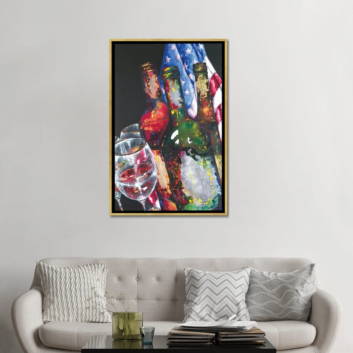 iCanvas "American Label" by Vaso Peritos Framed