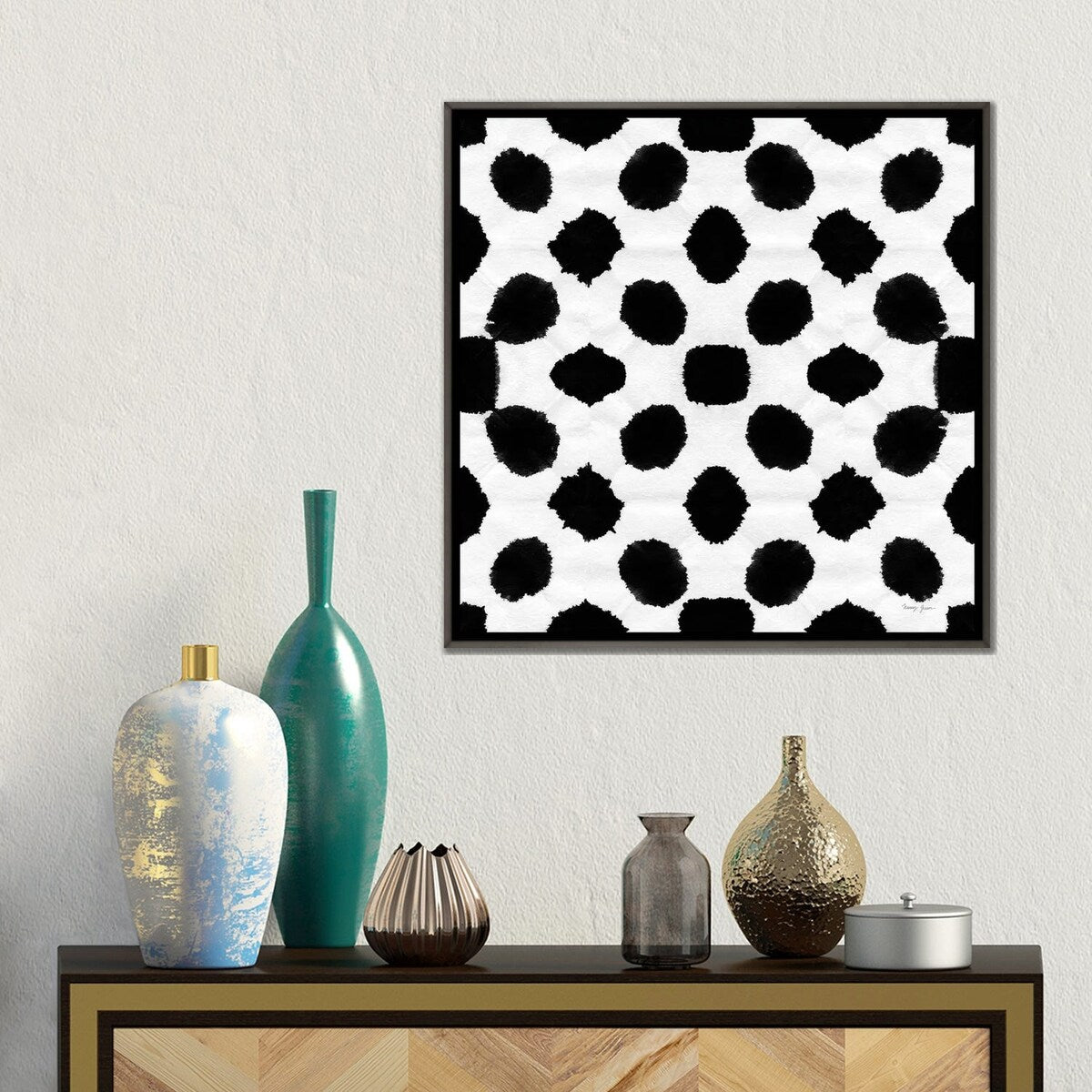 iCanvas "Aquarelle Black and White IX" by Nancy Green Framed