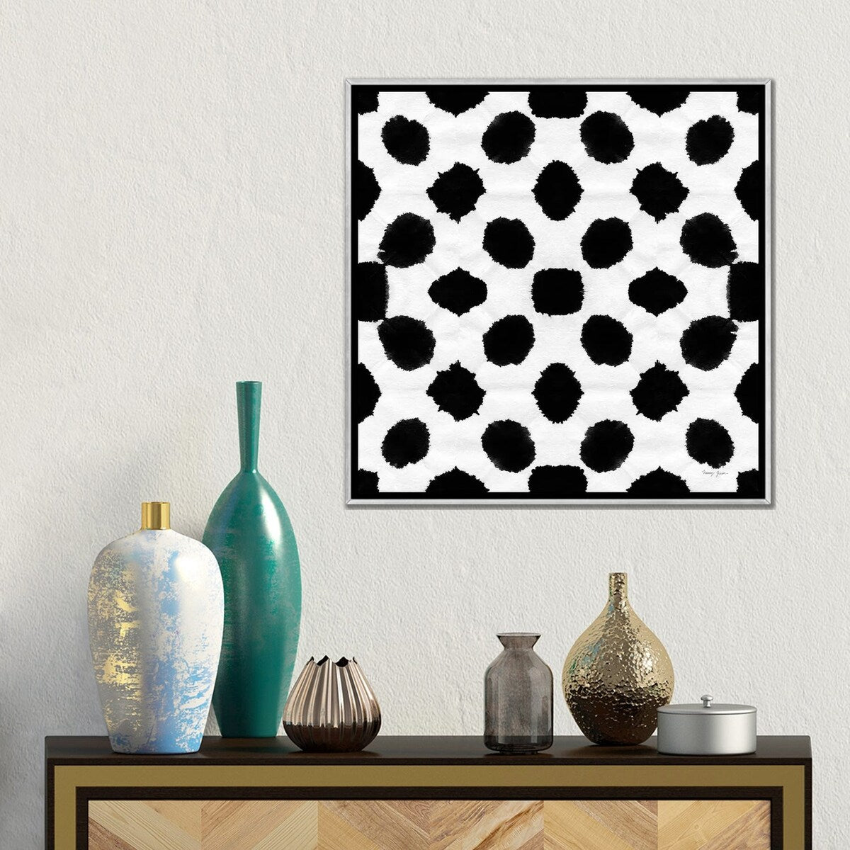 iCanvas "Aquarelle Black and White IX" by Nancy Green Framed