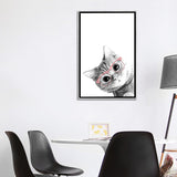 iCanvas "Baby Cat With Pink Glasses" by Printable Lisa's Pets Framed
