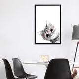 iCanvas "Baby Cat With Pink Glasses" by Printable Lisa's Pets Framed