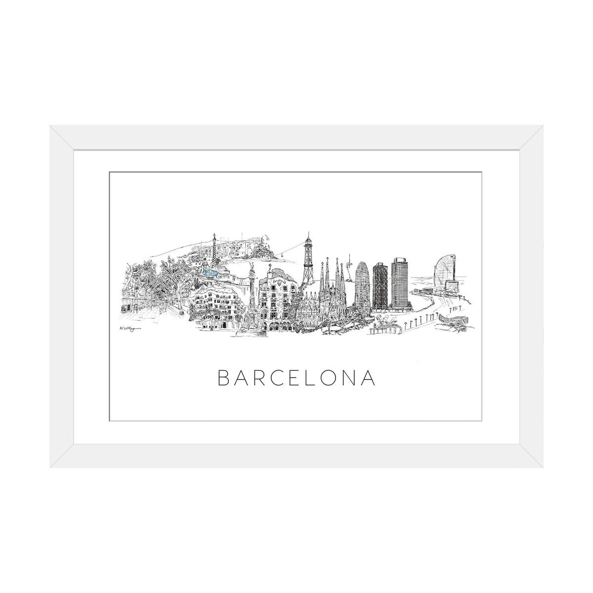 iCanvas "Barcelona Skyline" by Natalie Ryan