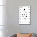 iCanvas "Bathroom Eye Test" by avesix Framed Canvas Print