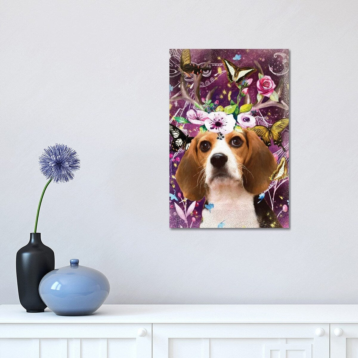 iCanvas "Beagle With Antlers" by Nobility Dogs Canvas Print