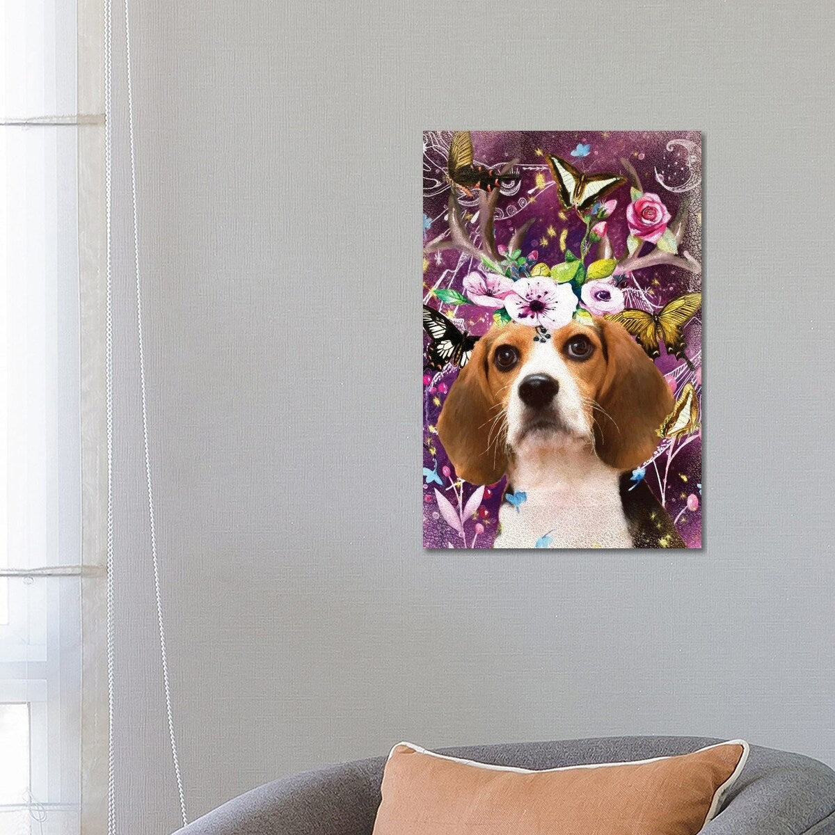 iCanvas "Beagle With Antlers" by Nobility Dogs Canvas Print