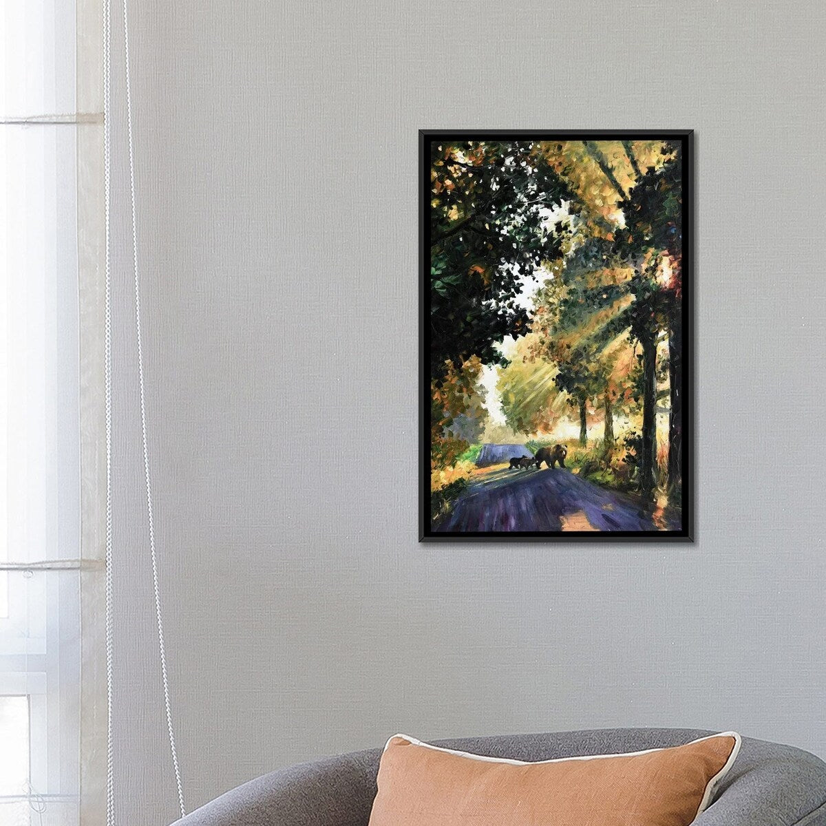 iCanvas "Bear Family Crossing The Road" by Daniel Wall Framed