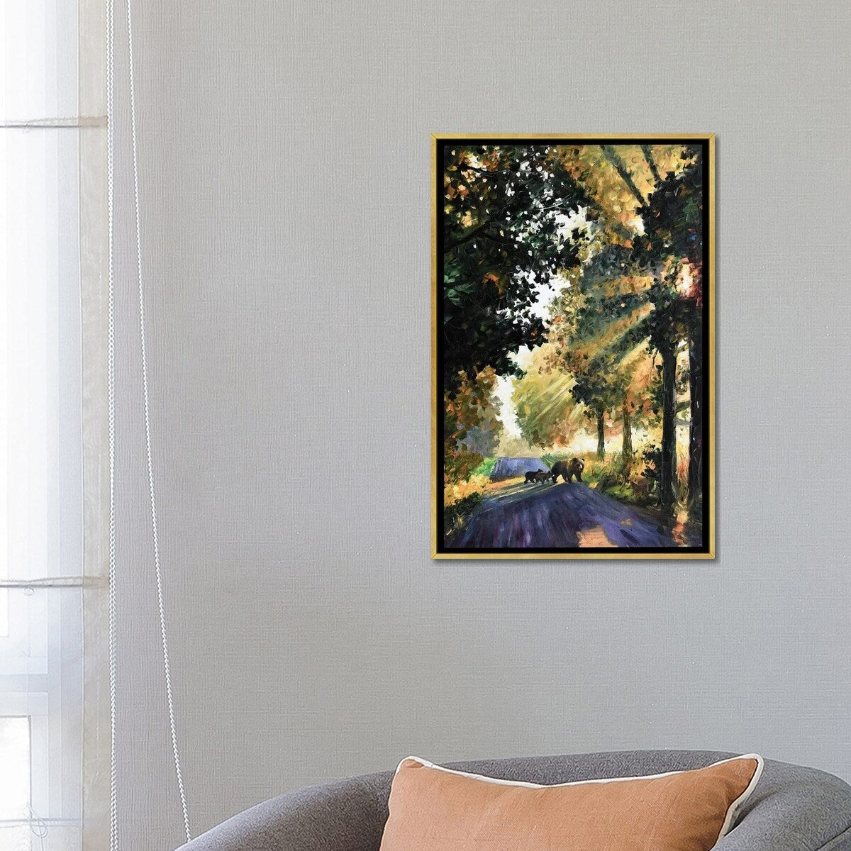iCanvas "Bear Family Crossing The Road" by Daniel Wall Framed