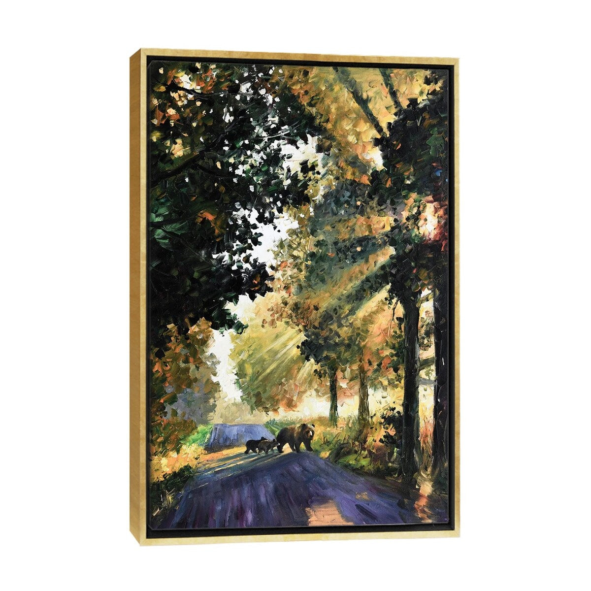 iCanvas "Bear Family Crossing The Road" by Daniel Wall Framed