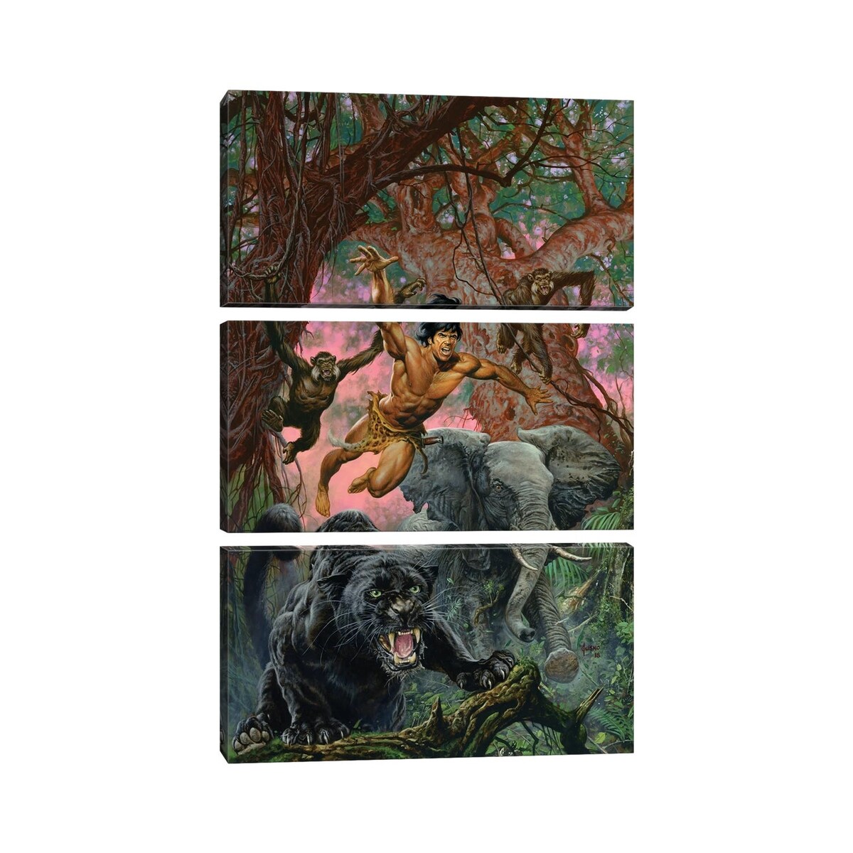 iCanvas "Beasts Of Tarzan" by Joe Jusko 3-Piece Canvas Wall Art Set