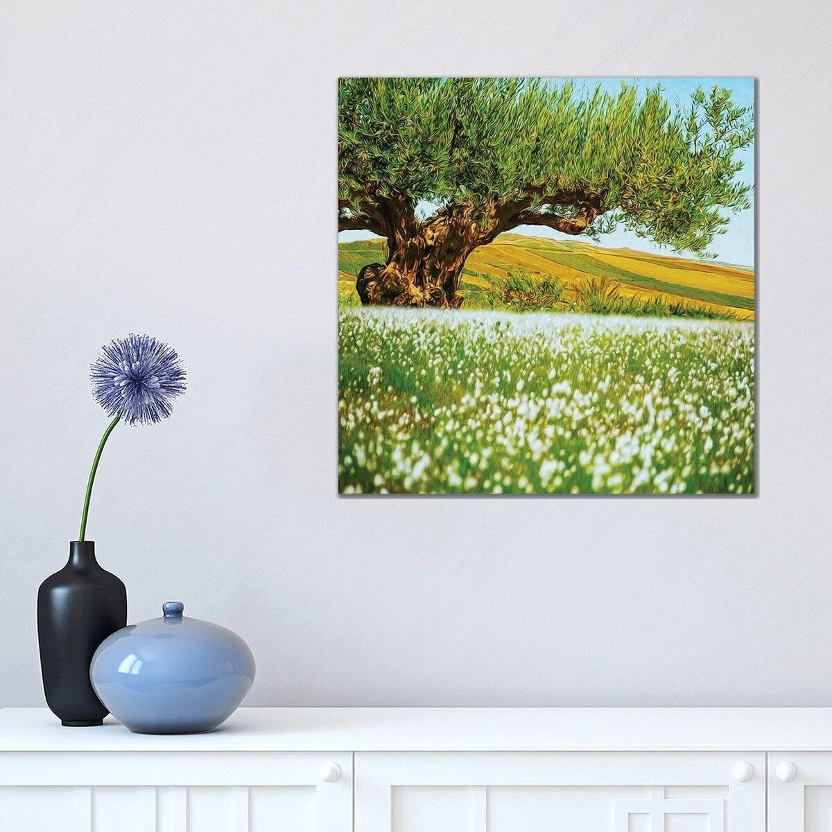 iCanvas "Beautiful Landscape Of An Old Olive Tree On The Background Of Fields" by Ievgeniia Bidiuk Canvas Print