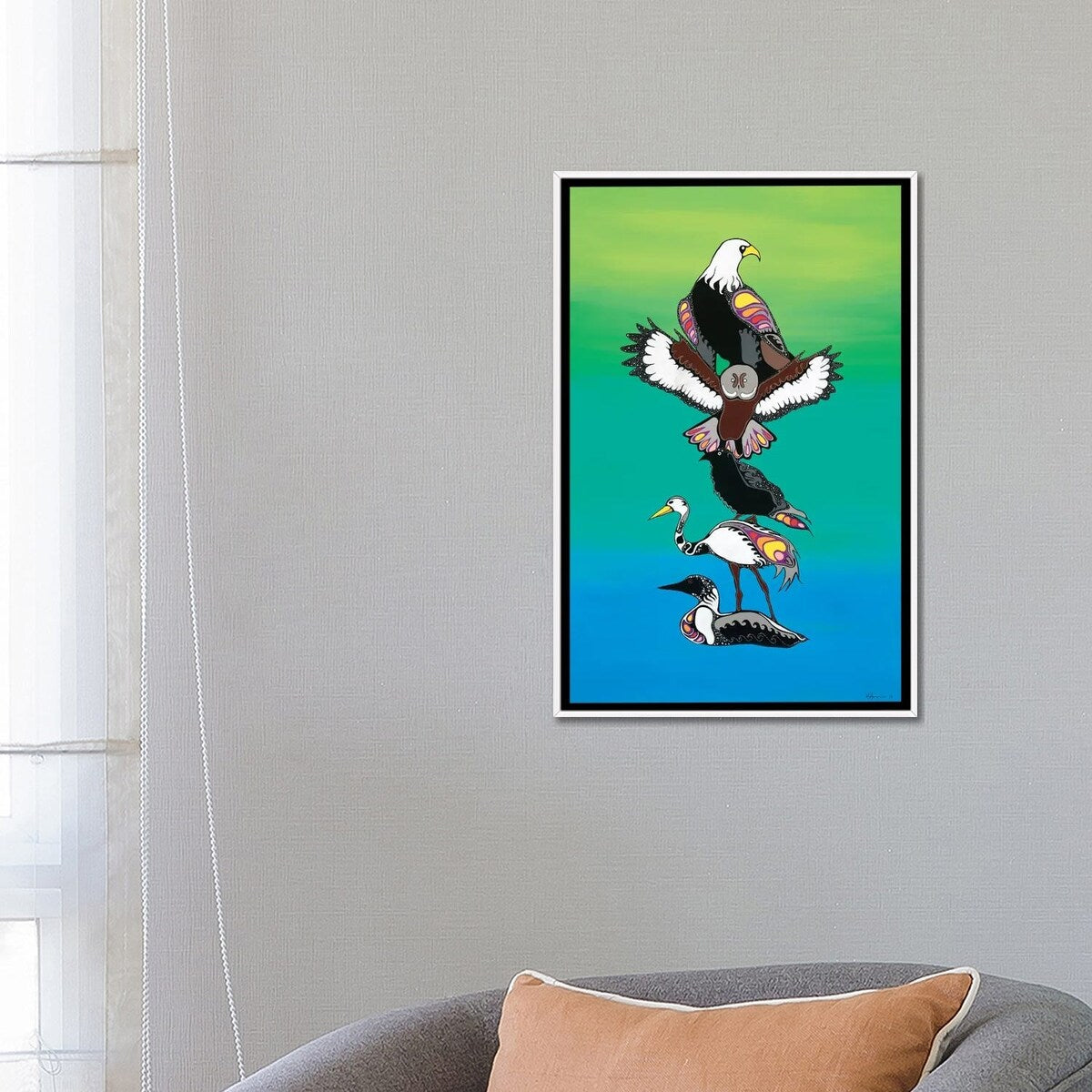 iCanvas "Bird Clans Totem" by Sam Zimmerman Framed Canvas Print