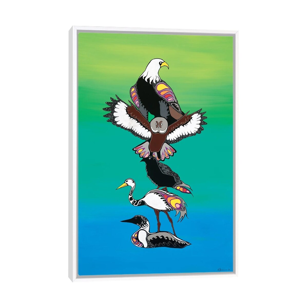 iCanvas "Bird Clans Totem" by Sam Zimmerman Framed Canvas Print