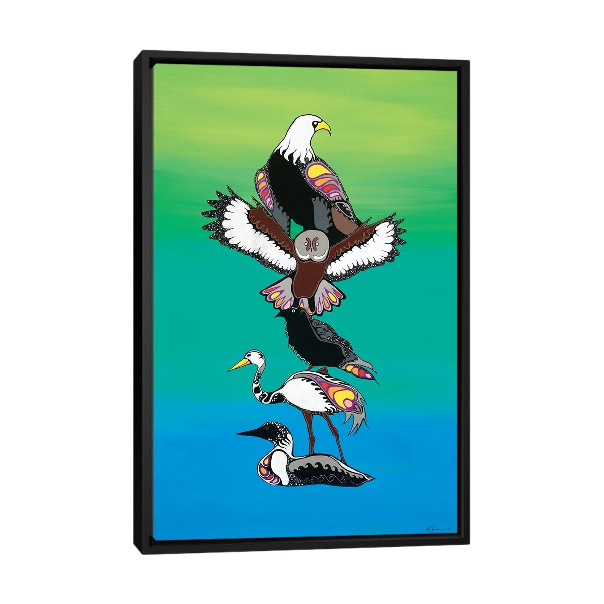 iCanvas "Bird Clans Totem" by Sam Zimmerman Framed Canvas Print