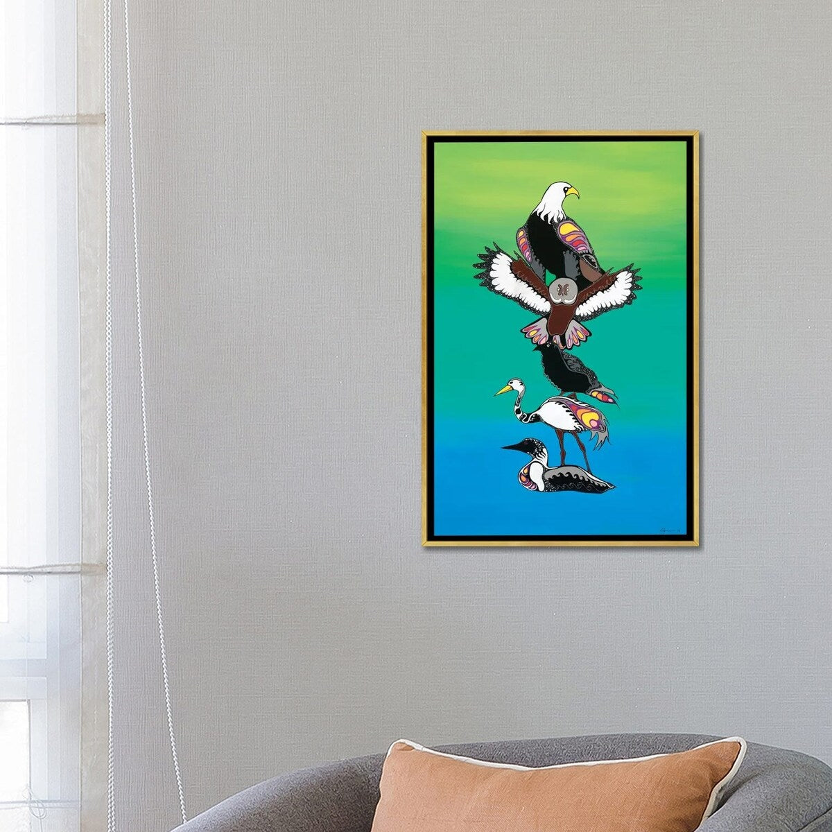 iCanvas "Bird Clans Totem" by Sam Zimmerman Framed Canvas Print