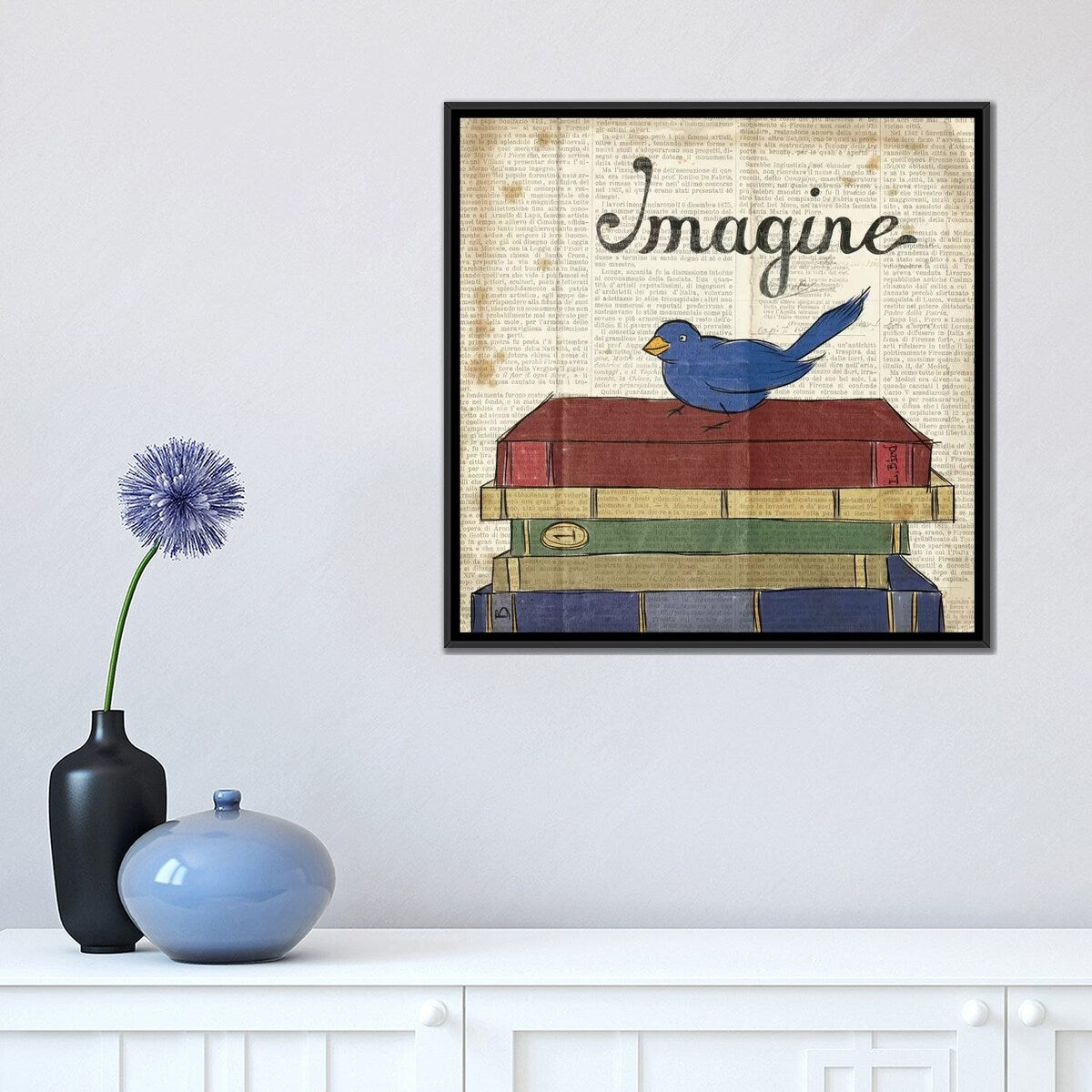 iCanvas "Bird Inspiration - Imagine" by Elyse DeNeige Framed Canvas Print