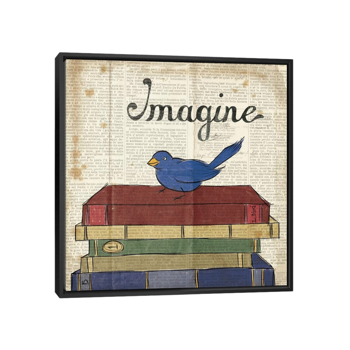iCanvas "Bird Inspiration - Imagine" by Elyse DeNeige Framed Canvas Print