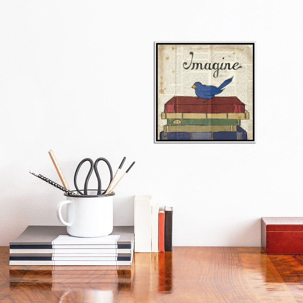 iCanvas "Bird Inspiration - Imagine" by Elyse DeNeige Framed Canvas Print