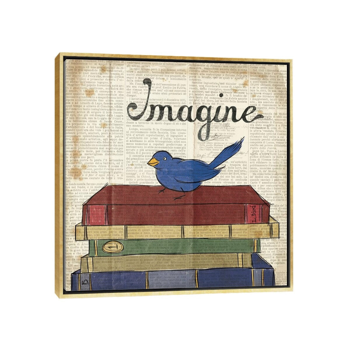 iCanvas "Bird Inspiration - Imagine" by Elyse DeNeige Framed Canvas Print