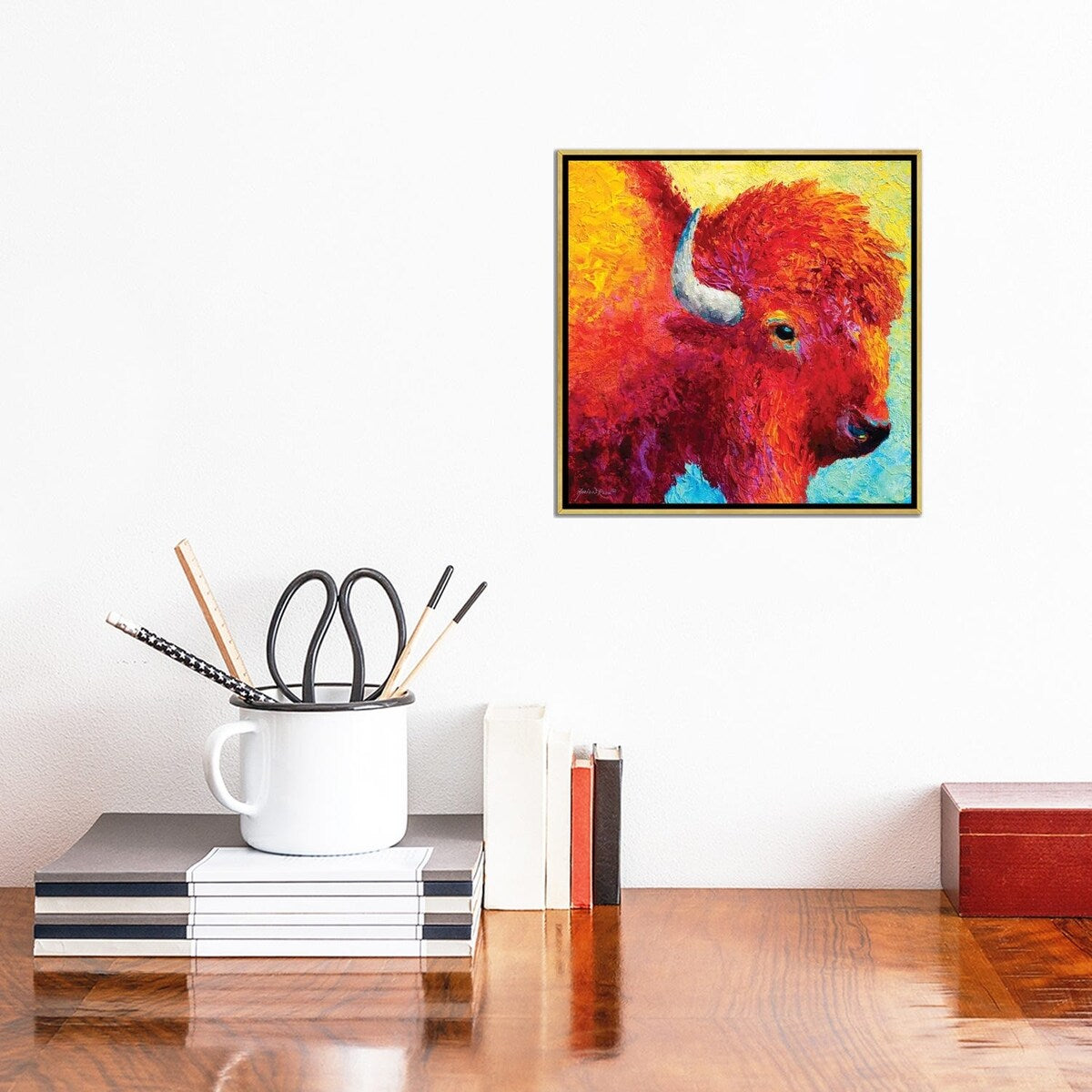 iCanvas "Bison Head IV" by Marion Rose Framed