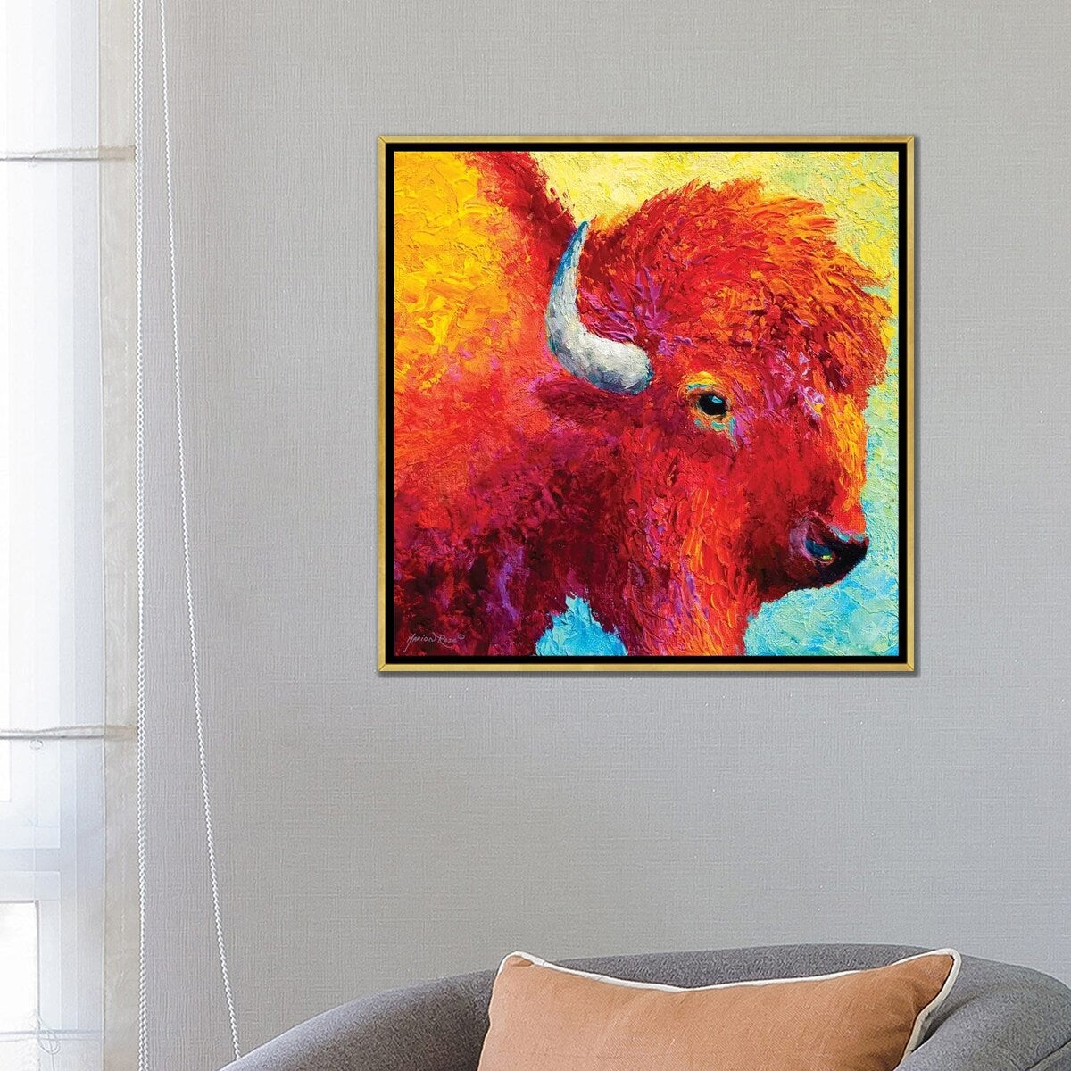 iCanvas "Bison Head IV" by Marion Rose Framed