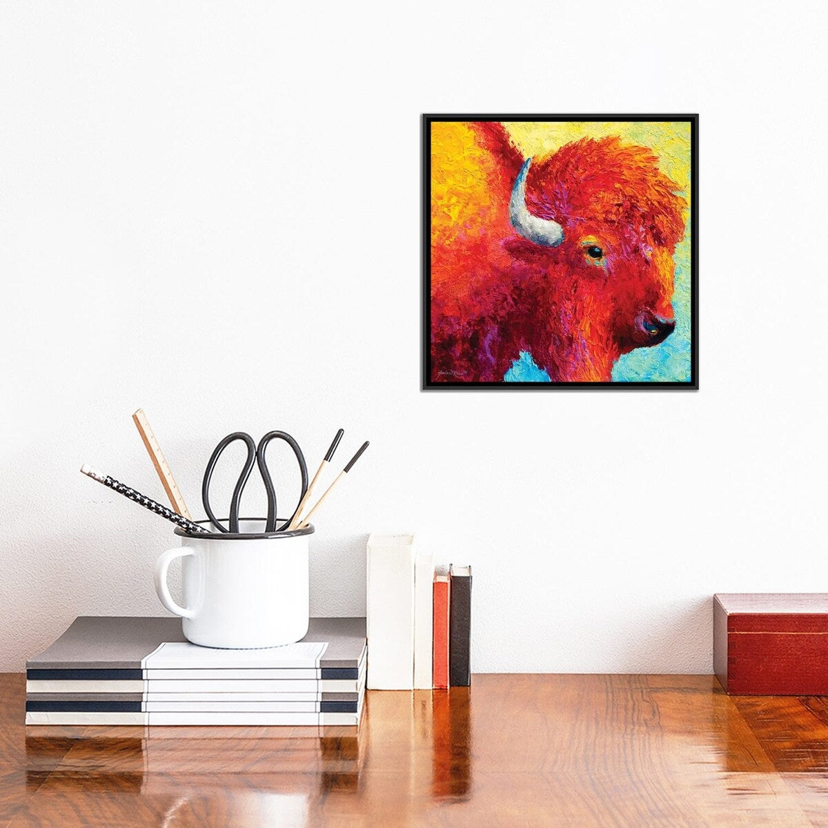 iCanvas "Bison Head IV" by Marion Rose Framed