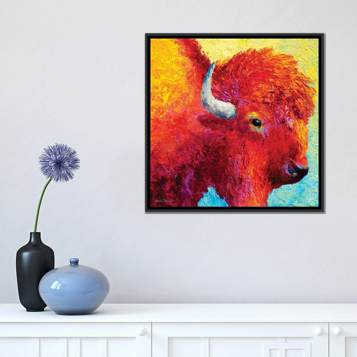 iCanvas "Bison Head IV" by Marion Rose Framed