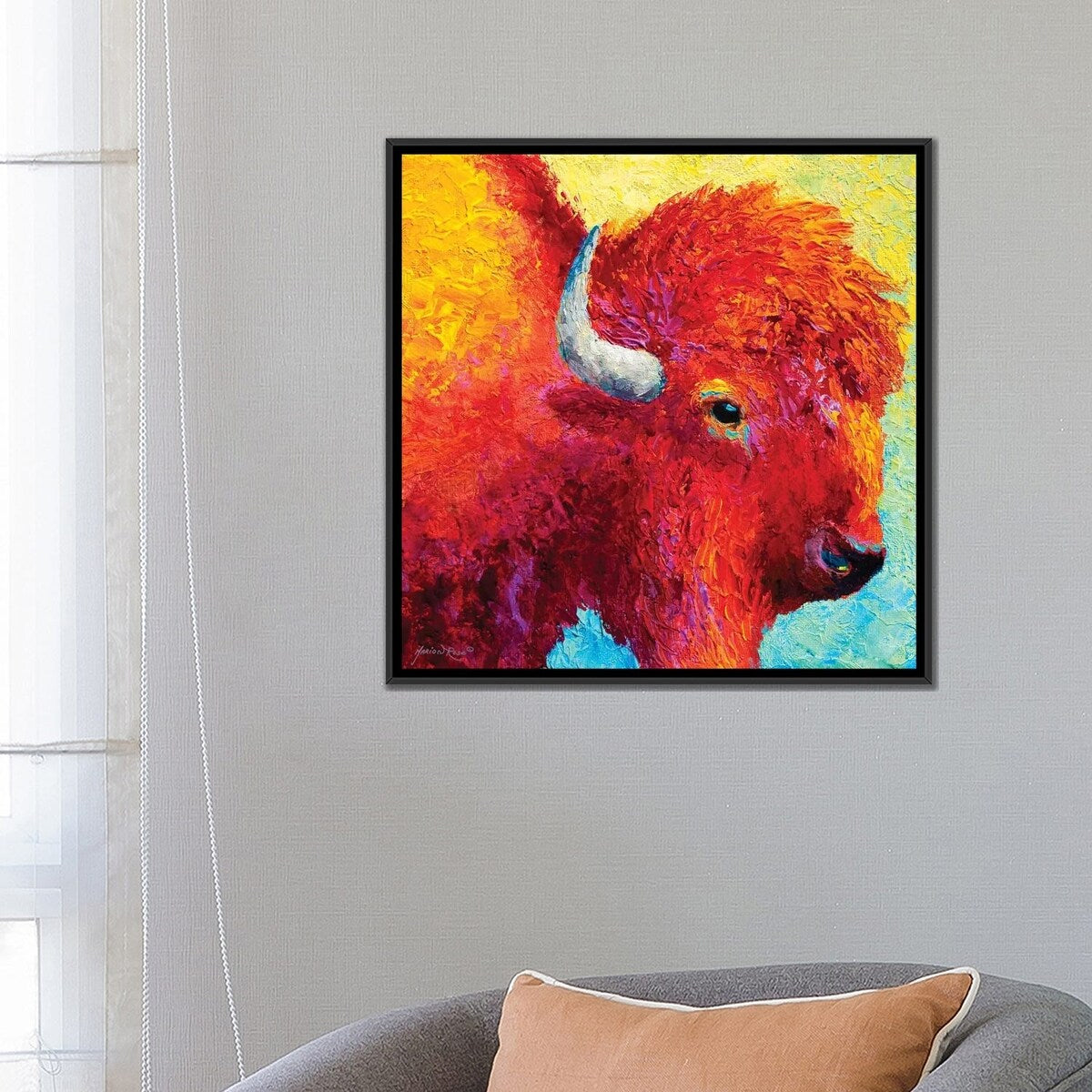 iCanvas "Bison Head IV" by Marion Rose Framed