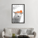 iCanvas "Black And White Sheep With Halloween Glasses" by Printable Lisa's Pets Framed