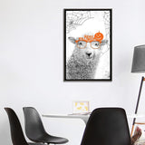 iCanvas "Black And White Sheep With Halloween Glasses" by Printable Lisa's Pets Framed