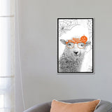 iCanvas "Black And White Sheep With Halloween Glasses" by Printable Lisa's Pets Framed