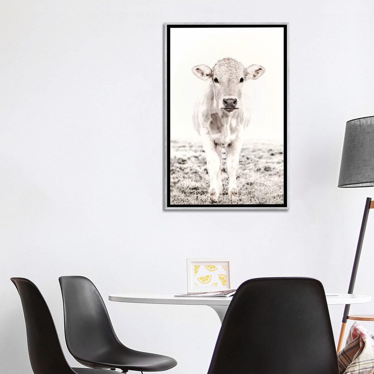 iCanvas "Blonde Cattle Maverick White" by Monika Strigel Framed