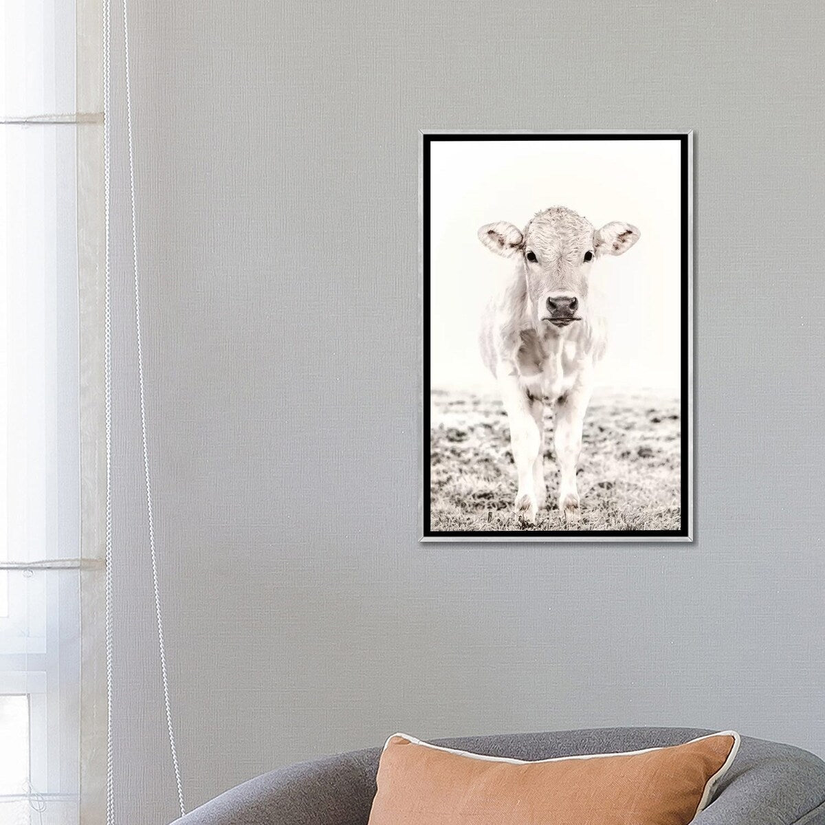 iCanvas "Blonde Cattle Maverick White" by Monika Strigel Framed