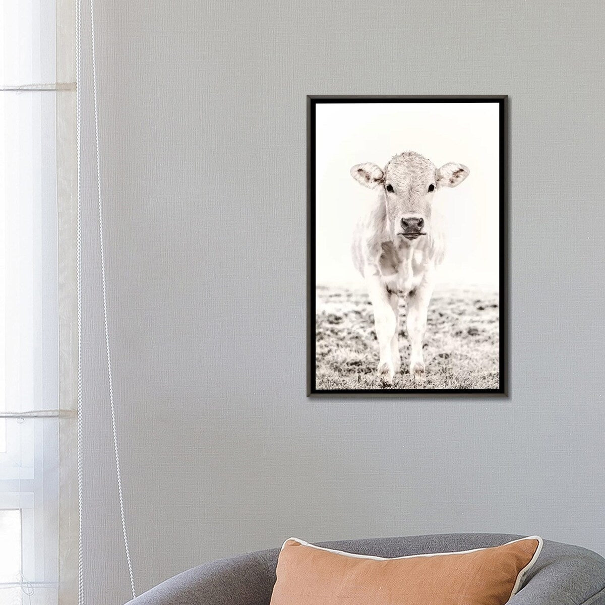 iCanvas "Blonde Cattle Maverick White" by Monika Strigel Framed