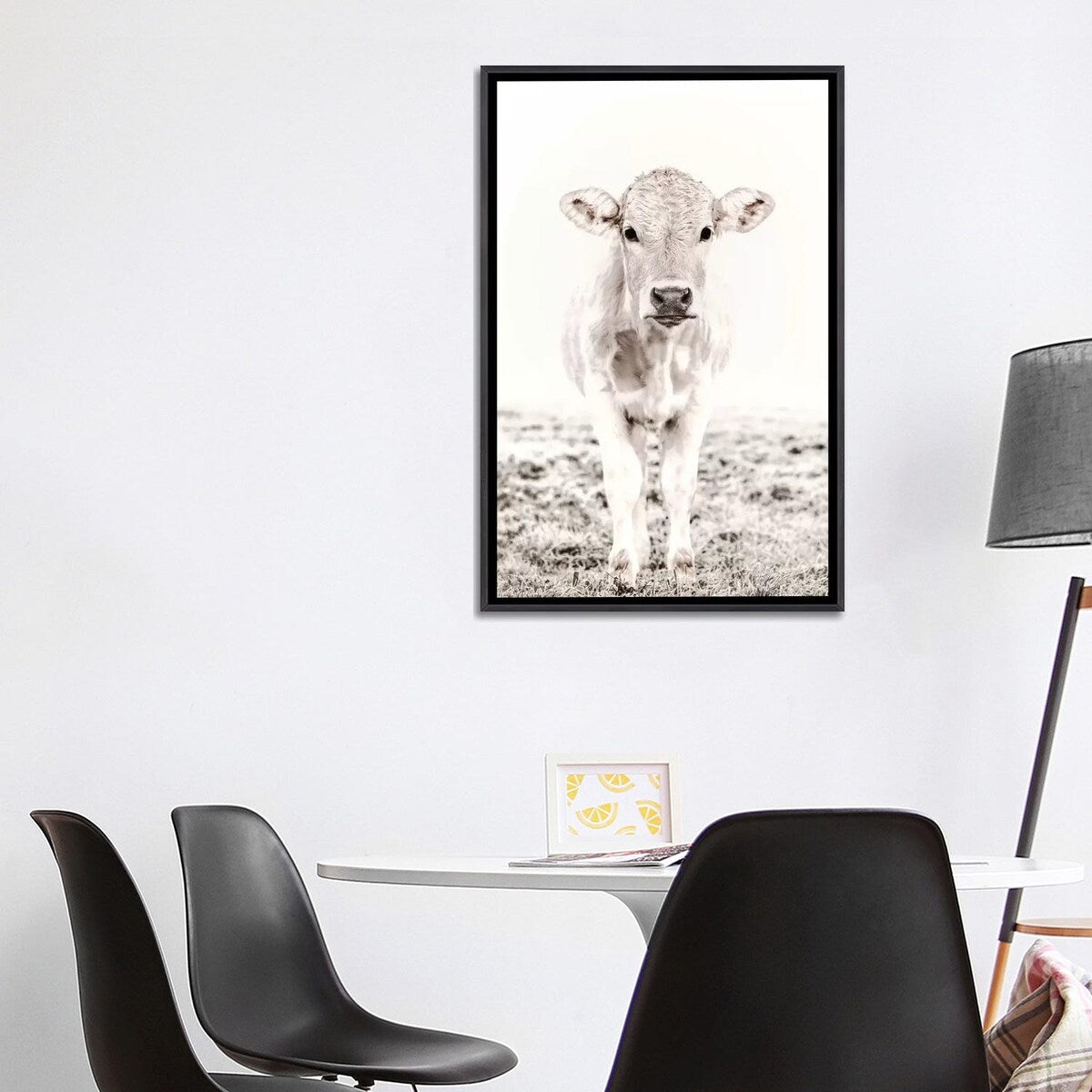 iCanvas "Blonde Cattle Maverick White" by Monika Strigel Framed