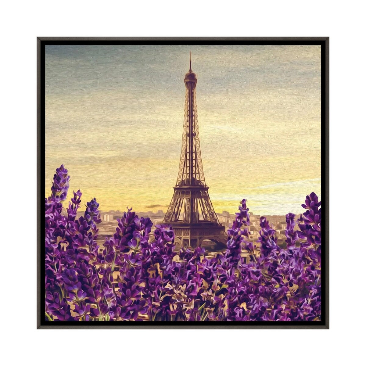 iCanvas "Blooming Lavender Against Of Paris" by Ievgeniia Bidiuk Framed
