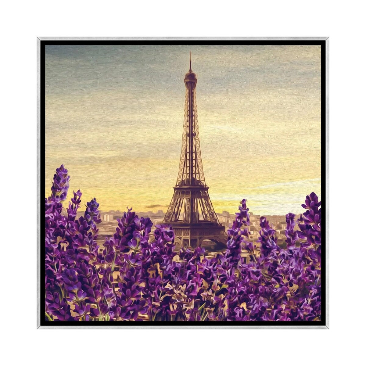 iCanvas "Blooming Lavender Against Of Paris" by Ievgeniia Bidiuk Framed