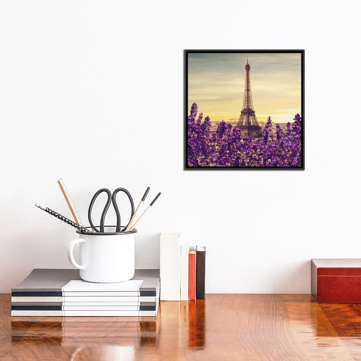 iCanvas "Blooming Lavender Against Of Paris" by Ievgeniia Bidiuk Framed