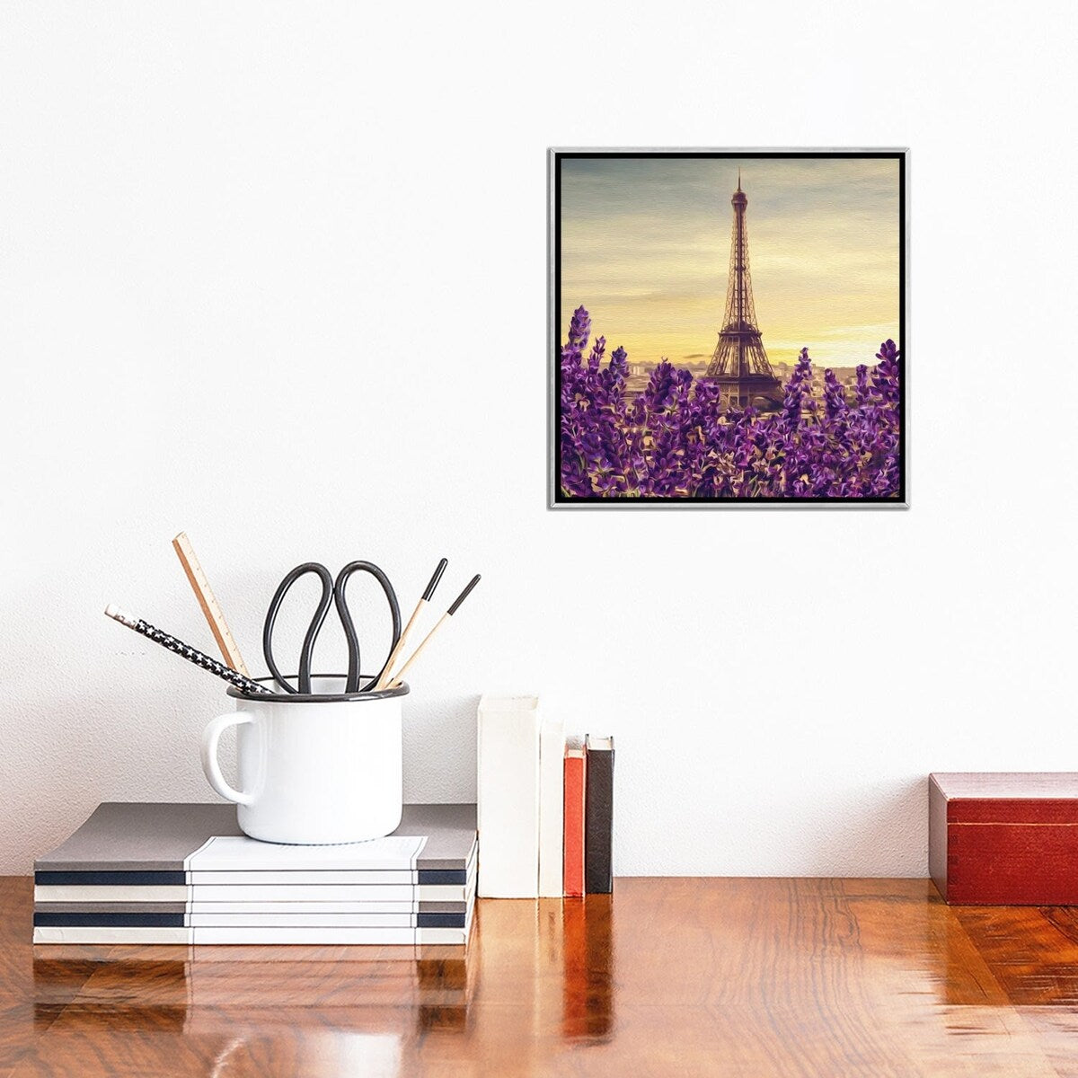 iCanvas "Blooming Lavender Against Of Paris" by Ievgeniia Bidiuk Framed